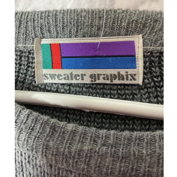 80’s Sweater Graphix Large Geometric Sweater Unisex Acrylic - Picture 4 of 7